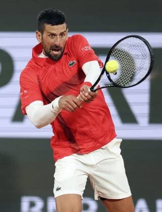 Tennis: French Open Novak Djokovic of Serbia plays against Mackenzie McDonald of the United States in the men s singles first round at the French Open tennis tournament in Paris on May 27, 2025.  A14AA0004603407P