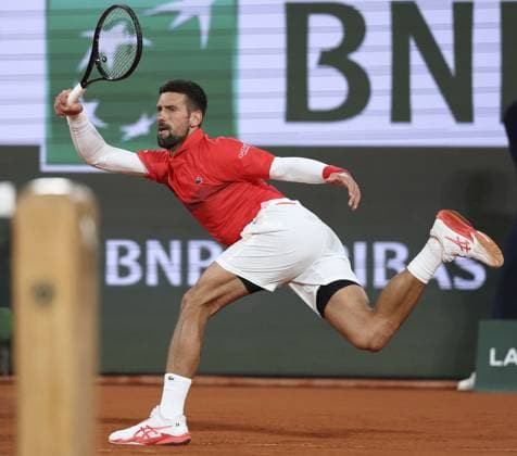 Tennis: French Open Novak Djokovic of Serbia plays against Mackenzie McDonald of the United States in the men s singles first round at the French Open tennis tournament in Paris on May 27, 2025.  A14AA0004603408P