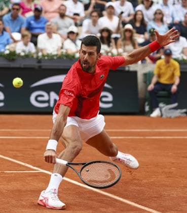 Tennis: French Open Novak Djokovic of Serbia plays against Corentin Moutet of France in the men s singles second round at the French Open tennis tournament in Paris on May 29, 2025.  A14AA0004608764P