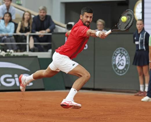 Tennis: French Open Novak Djokovic of Serbia plays against Filip Misolic of Austria in the men s singles third round at the French Open tennis tournament in Paris on May 31, 2025.  A14AA0004617729P