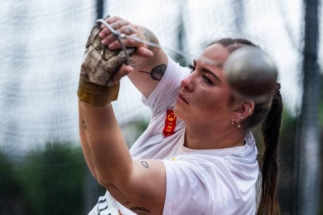250603 Beatrice Llano of Norway competes in women s hammer throw competes in women s hammer throw during the athletics competition Trond Mohn Games on June 3, 2025 in Bergen. Photo: Carl Sandin BILDBYRAN kod CS CS0716 friidrott athletics friidrett trond mohn games bbeng dam norge norway Copyright: CARLxSANDIN BB250603CS041