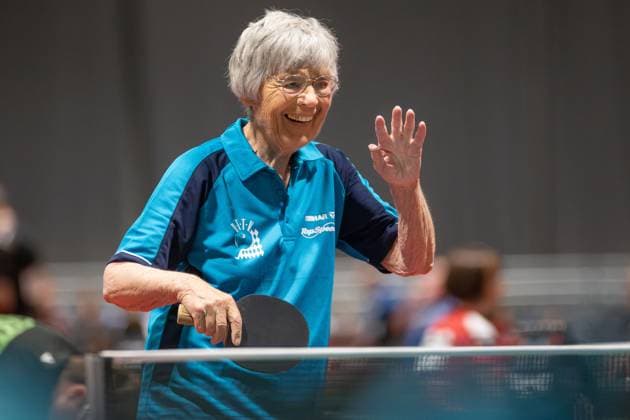 Bilder des Jahres 2025, Sport 06 Juni Sport Themen der Woche KW23 TT-Finals 2025 in Erfurt Bei den Deutschen Meisterschaften der Senioren sorgt Christl Rupprecht mit 91 Jahren in der Altersklasse Ü85 für Bewunderung. Die älteste Teilnehmerin zeigt eindrucksvoll, dass Tischtennis keine Altersgrenze kennt.