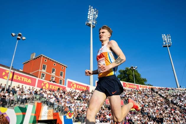 250612 Tobias Gronstad of Norway competes in men™s 800 meter final during the Diamond League athletics competition Bislett Games on June 12, 2025 in Oslo. Photo: Vegard Grott BILDBYRAN kod VG VG0766 bbeng friidrett friidrott athletics diamond league bislett games 2025 bislett games day2 norge norway Copyright: VEGARDxGRoTT BB250612VG028