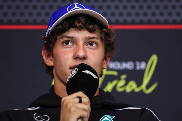 F1 - CANADIAN GRAND PRIX 2025 KIMI ANTONELLI Andrea (ita), Mercedes AMG F1 Team W16, portrait press conference, PK, Pressekonferenz during the Formula 1 Pirelli Grand Prix du Canada 2025, 10th round of the 2025 FIA Formula One World Championship, WM, Weltmeisterschaft from June 14 to 16, 2025 on the Circuit Gilles Villeneuve, in MontrÃ al, Canada - MontrÃ alCanada  Copyright: xEricxAlonsox