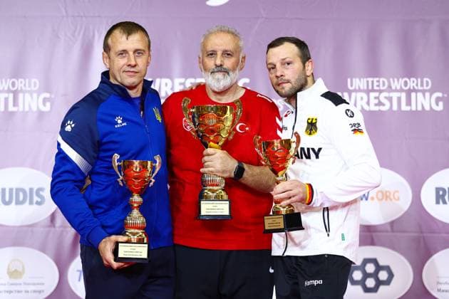 Bilder des Jahres 2025, Sport 06 Juni Sport Themen der Woche KW24 Sport Bilder des Tages Wrestling U17, U 17 European Championships 2025 Team Podium WW - Gold: Türkiye, Silver: Ukraine, Bronze: Germany Copyright: xUnitedxWorldxWrestlingx xJakexKix