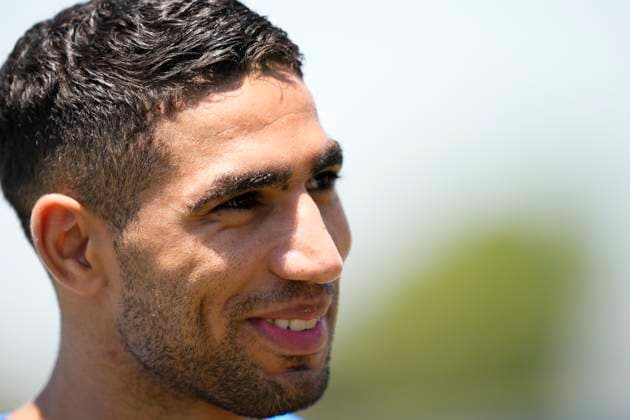 Paris Saint-Germain FC Training Session And press conference, PK, Pressekonferenz - FIFA Club World Cup 2025 Achraf Hakimi right-back of PSG and Morocco during the press conference ahead of their FIFA Club World Cup 2025 group B match between Paris Saint-Germain FC and Club Atletico de Madrid at Rose Bowl Stadium on June 14, 2025 in Pasadena, California. Pasadena California United States  Copyright: xJosexBretonx originalFilename:bretonhernandez-parissai250614_npDPl