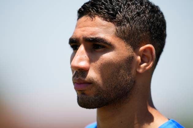 Paris Saint-Germain FC Training Session And press conference, PK, Pressekonferenz - FIFA Club World Cup 2025 Achraf Hakimi right-back of PSG and Morocco during the press conference ahead of their FIFA Club World Cup 2025 group B match between Paris Saint-Germain FC and Club Atletico de Madrid at Rose Bowl Stadium on June 14, 2025 in Pasadena, California. Pasadena California United States  Copyright: xJosexBretonx originalFilename:bretonhernandez-parissai250614_npruj