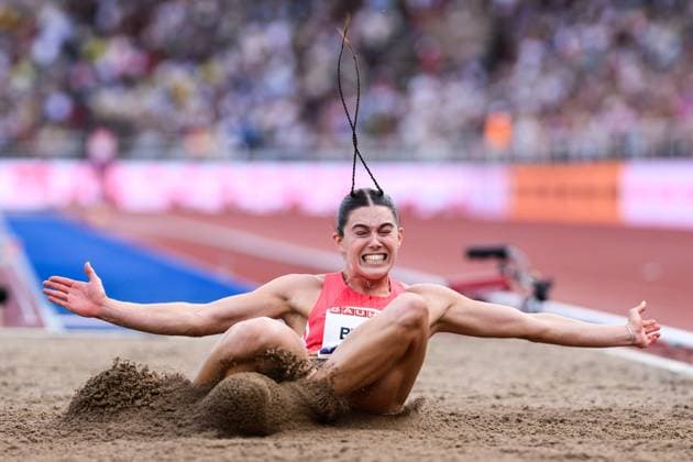 Bilder des Jahres 2025, Sport 06 Juni Sport Themen der Woche KW24 Sport Bilder des Tages 250615 Claire Bryant of USA competes in women™s long jump during Bauhaus-galan, part of the Diamond League series, June 15, 2025 in Stockholm. Photo: Joel Marklund BILDBYRAN kod JM SH0634 bbeng friidrott athletics friidrett diamond league bauhaus-galan stockholm Copyright: JOELxMARKLUND BB250615JM097