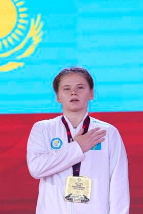 Wrestling U23 Asian Championships Podium 59kg WW - Gold: Viktoriia Khusainova (KAZ),