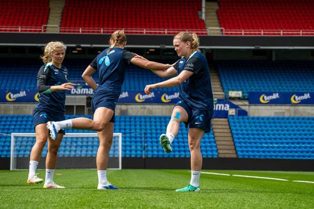 250623 Signe Gaupset of the Norwegian women s national football team during a training session on June 23, 2025 in Oslo. Photo: Vegard Grott BILDBYRAN kod VG VG0769 bbeng fotboll football soccer fotball norge norway women dam träning practice training trening pre-camp precamp Copyright: VEGARDxGRoTT BB250623VG080