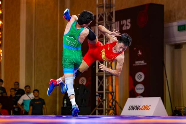 Wrestling U17, U 17 Asian Championships 55kg FS - Umar Rakhimov (TJK) df. Wenlong Li (CHN)