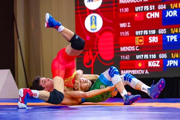 Wrestling U17, U 17 Asian Championships 55kg FS - Umar Rakhimov (TJK) df. Wenlong Li (CHN)