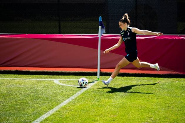 250630 Vilde Boe Risa of the Norwegian women s national football team during a training session ahead of the UEFA Women s Euro 2025 on June 30, 2025 in Neuchatel. Photo: Vegard Grott BILDBYRAN kod VG VG0775 bbeng fotboll football soccer fotball fotbolls-em fotball em europamästerskap em uefa womens euro em 2025 träning practice training trening norge norway dam day -2 Copyright: VEGARDxGRoTT BB250630VG025