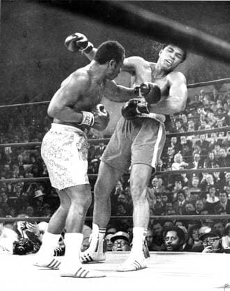 June 3, 2016 - File - MUHAMMAD ALI, the three time heavyweight boxing champion, has died at the age of 74. He had been fighting a respiratory illness. The Greatest was the dominant heavyweight boxer of the 1960s and 1970s, Ali won an Olympic gold medal in Rome in 1960, captured the professional world heavyweight championship on three separate occasions, and successfully defended his title 19 times. PICTURED: Nov. 5, 2011 - New York, NY, USA - In this 1971 file photo, JOE FRAZIER dazed MUHAMMAD ALI during their heavyweight championship in New York City. Copyright: xPhiladelphiaxInquirerx