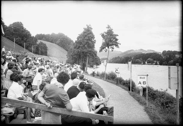 World Championship, WM, Weltmeisterschaft on the Rotsee 1962: Spectator stands World Championship on the Rotsee 1962: Spectator stands 9605636