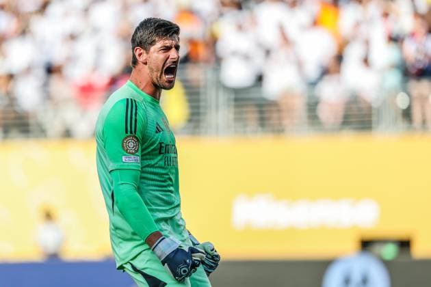 Real Madrid and Borussia Dortmund at the 2025 FIFA Club World Cup Thibaut Courtois of Real Madrid during a match against Borussia Dortmund, a game valid for the quarter-finals of the 2025 FIFA Club World Cup at Metlife Stadium in East Hartford in the United States this Saturday, July 5. East Hartford MetLife NJ United States Copyright: xWILLIAMxVOLCOVx