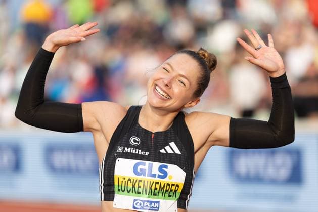 Deutsche Leichtathletik-Meisterschaften 2025 Gina Lueckenkaemper, Gina Lückenkemper wird Deutsche Meisterin über 100 Meter. Deutsche Leichtathletik-Meisterschaften 2025 am Samstag, 2. August 2025 in Dresden., Dresden Hessen Deutschland Heinz-Steyer-Stadion