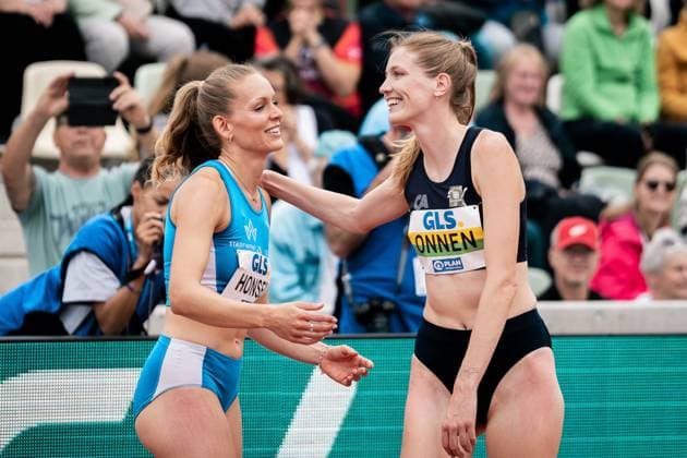Christina Honsel (TV Wattenscheid 01, Hochsprung Frauen), Imke Onnen (Cologne Athletics, Hochsprung Frauen), GER, Leichtathletik, Athletics, Deutsche Meisterschaft, Die Finals, 03.08.2025, GER, Leichtathletik, Athletics, Deutsche Meisterschaft, Die Finals, 03.08.2025 Dresden Copyright: xStefanxMayerx EP_SMR