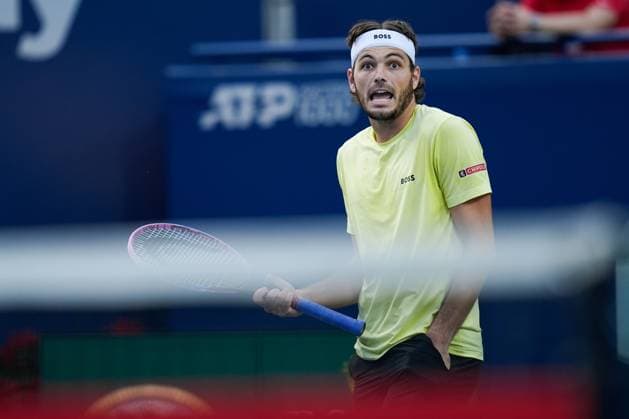 National Bank Open 2025 - Day 11 TORONTO, CANADA - AUGUST 5 : Taylor Fritz of the United States reacts while playing against Andrey Rublev during the men’s singles quarterfinals on day eleven of the 2025 National Bank Open at Sobeys Stadium in Toronto, Ontario, Canada on August 5, 2025. Mert Alper Dervis Anadolu Ontario Canada. Editorial use only. Please get in touch for any other usage.  Copyright: x2025xAnadoluxMertxAlperxDervisx