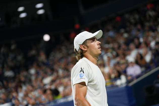 National Bank Open 2025 - Day 11 TORONTO, CANADA - AUGUST 5 : Alex de Minaur of Australia reacts while playing against Ben Shelton of the United States during the men’s singles quarterfinals on day eleven of the 2025 National Bank Open at Sobeys Stadium in Toronto, Ontario, Canada on August 5, 2025. Mert Alper Dervis Anadolu Ontario Canada. Editorial use only. Please get in touch for any other usage.  Copyright: x2025xAnadoluxMertxAlperxDervisx