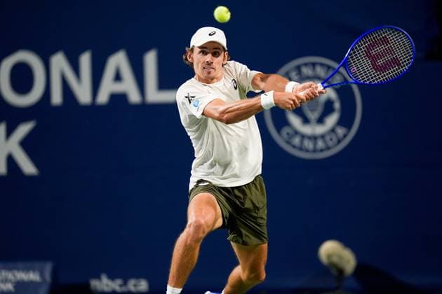 National Bank Open 2025 - Day 11 TORONTO, CANADA - AUGUST 5 : Alex de Minaur of Australia in action against Ben Shelton of the United States during the men’s singles quarterfinals on day eleven of the 2025 National Bank Open at Sobeys Stadium in Toronto, Ontario, Canada on August 5, 2025. Mert Alper Dervis Anadolu Ontario Canada. Editorial use only. Please get in touch for any other usage.  Copyright: x2025xAnadoluxMertxAlperxDervisx