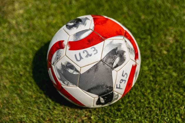 09.08.2025, xkwix, Fußball, Regionalliga West, FC Gütersloh - Fortuna Düsseldorf 2, Ohlendorf Stadion im Heidewald: U23 Ball NRW Deutschland