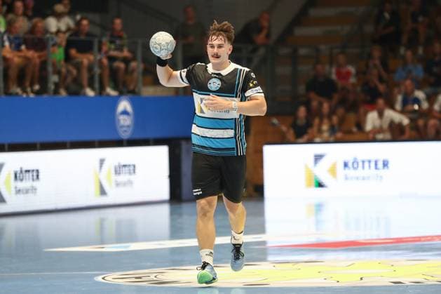 15.08.2025, xgox, Handball, Wartburg Cup, ThSV Eisenach - Skanderborg Handbold emspor v.l. Felix Aellen (Eisenach, 22) Eisenach