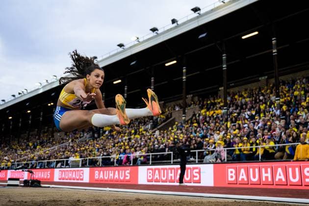 250823 Ayla Hallberg Hossa of Sweden competes in women s long jump during day 2 of the athletics gala Finnkampen on August 23, 2025 in Stockholm. Photo: Joel Marklund BILDBYRAN kod JM JM0721 bbeng friidrott athletics friidrett finnkampen finnkampen 2025 dam long jump lengde längdhopp Sverige Copyright: JOELxMARKLUND BB250823JM121
