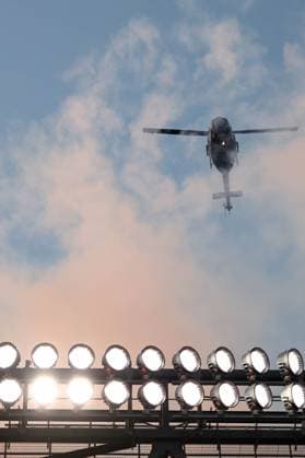 August 23, 2025, Washington Dc, District Of Columbia, USA: Washington, D.C.: A helicopter flies over Audi Field before the start of an MLS, Fussball Herren, USA game between D.C. United and Inter Miami CF on Saturday, August 23rd, 2025 at Audi Field. The DC United and Inter Miami CF played to a 1-1 draw. Washington Dc USA - ZUMAp258 20250823_znp_p258_004 Copyright: xStevexPrakopex