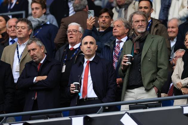 Manchester City v Manchester United, ManU 14th September 2025 - Premier League - Manchester City v Manchester United - Jason Wilcox, Omar Berrada and Jim Ratcliffe amongst the United executives - Photo: Simon Stacpoole Offside. Manchester UK Copyright: xSimonxStacpoolexOffside