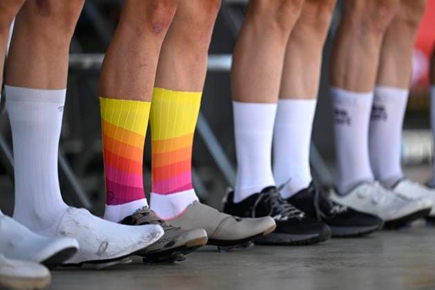 Kampioenschap van Vlaanderen 2025 Cycling Race KOOLSKAMP, BELGIUM - SEPTEMBER 19 : illustration picture socks during the 109th edition of Kampioenschap van Vlaanderen an UCI Class 1.1 one day cycling road race for Men Elite of 180 km with start in Koolskamp and finish in Koolskamp on September 19, 2025 in Koolskamp, Belgium, 19 09 2025 Koolskamp Belgium  Copyright: xNicoxVereeckenx