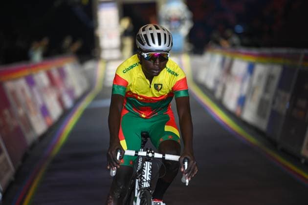 2025 UCI Road World Championships Picture by Simon Wilkinson SWpix.com - 22 09 2025 - Cycling - 2025 UCI Road World Championships - BK Arena to Kigali Convention Centre, Kigali, Rwanda - Men Under-23 Individual Time Trial (ITT) - Oumarou Moussa (Cameroon) Copyright: x xSWpix.comx(t axPhotographyxHubxLtd)xSimonxWilkinson SWpix.comx SWP-3030-5629