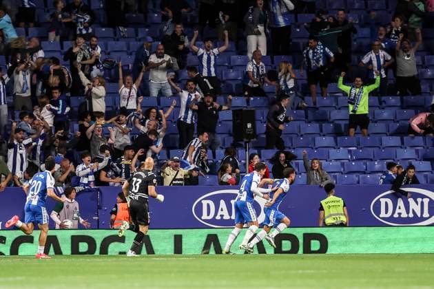 September 23, 2025, Cornella, Barcelona, SPAIN: Javi Puado of RCD Espanyol celebrates a goal during the Spanish league, La Liga EA Sports, football match played between RCD Espanyol and Valencia CF at RCDE Stadium on September 23, 2025 in Cornella, Barcelona, Spain. Cornella SPAIN - ZUMAa181 20250923_zaa_a181_219 Copyright: xJavierxBorregox