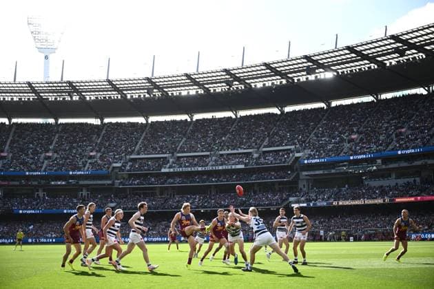 AFL GRAND FINAL, Levi Ashcroft of the Lions takes a shot at goal during the AFL Grand Final between the Geelong Cats and the Brisbane Lions at the Melbourne Cricket Ground in Melbourne, Saturday, September 27, 2025. ( NO ARCHIVING, EDITORIAL USE ONLY MELBOURNE VICTORIA AUSTRALIA  Copyright: xJOELxCARRETTx 20250927171641854786