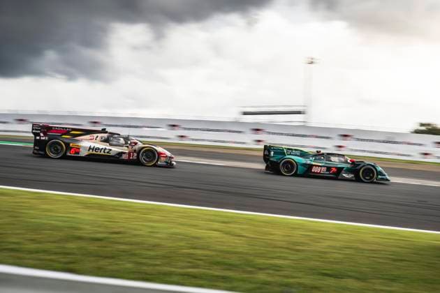 FIA WEC - 6 HOURS OF FUJI 2025 009 RIBERAS Alex (spa), SORENSEN Marco (dnk), Aston Martin THOR Team, Aston Martin Valkyrie 009, Hypercar, 12 LYNN Alex (gbr), NATO Norman (fra), STEVENS Will (gbr), Cadillac Hertz Team Jota, Cadillac V-Series.R 12, Hypercar, action during the 6 Hours of Fuji 2025, 7th round of the 2025 FIA World Endurance Championship, from September 26 to 28, 2025 on the Fuji Speedway in Oyama, Shizuoka, Japan - OyamaJapan  Copyright: xCharlyxLopezx