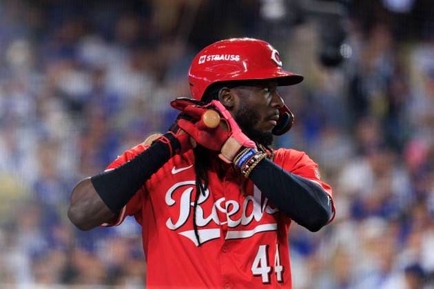 September 30, 2025, Los Angeles, California, USA: Elly De La Cruz 44 of the Cincinnati Reds gets ready to bat during their MLB, Baseball Herren, USA Wild Card Game 1 against the Los Angeles Dodgers on Tuesday September 30, 2025 at Dodger Stadium in Los Angeles, California. JAVIER ROJAS PI Los Angeles USA - ZUMAp124 20250930_zaa_p124_055 Copyright: xJavierxRojasx