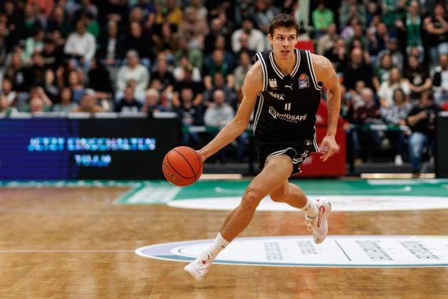 Richard Balint (BMA365 Bamberg Baskets) mit Ball, Vet Concept Gladiators Trier vs BMA365 Bamberg Baskets, Basketball, easyCredit BBL, 3. Spieltag, Saison 2025 2026, 05.10.2025 Vet Concept Gladiators Trier vs BMA365 Bamberg Baskets, Basketball, easyCredit BBL, 3. Spieltag, Saison 2025 2026, 05.10.2025 Copyright: xEibner-Pressefoto AlexanderxNeisx EP_ANS