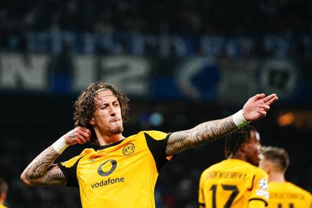 Torjubel nach Tor zum 1:4 Fabio Silva (Borussia Dortmund, 21) DEN, FC Kopenhagen vs. Borussia Dortmund, Fussball, UEFA Champions League, Spieltag 3, Spielzeit 2025 2026, 21.10.2025 DEN, FC Kopenhagen vs. Borussia Dortmund, Fussball, UEFA Champions League, Spieltag 3, Spielzeit 2025 2026, 21.10.2025 Kopenhagen Copyright: xEibner-Pressefoto MarcelxvonxFehrnx EP_MFN