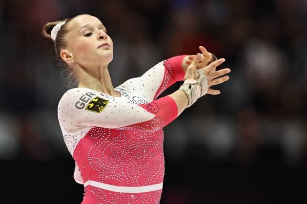 Silja Stöhr, GER, during all-around final at 2025 Worlds in Jakarta; 23 10 2025;