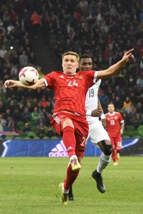 International Friendly, Länderspiel, Nationalmannschaft Russia - Cote d Ivoire KRASNODAR, RUSSIA - MARCH 24: Alexander Bukharov (L) of Russia in action against Simon Deli (R) of Cote d Ivoire s during the friendly football match at Krasnodar Stadium, in Krasnodar, Russia, on March 24,2017. Krasnodar Rusya. Editorial use only. Please get in touch for any other usage.  Copyright: x2025xAnadoluxElenaxSineokx