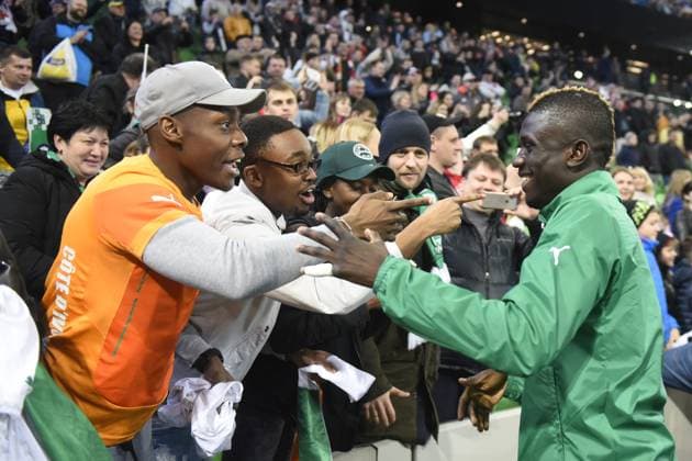 International Friendly, Länderspiel, Nationalmannschaft Russia - Cote d Ivoire KRASNODAR, RUSSIA - MARCH 24: Eboue Jules Kouassi of Cote d Ivoire s is seen with fans following the friendly football match at Krasnodar Stadium, in Krasnodar, Russia, on March 24,2017. Krasnodar Rusya. Editorial use only. Please get in touch for any other usage.  Copyright: x2025xAnadoluxElenaxSineokx