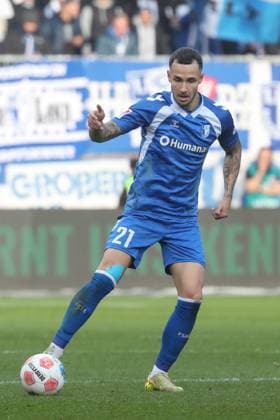 09.11.2025, xgox, Fussball 2. Bundesliga, 1. FC Magdeburg - SC Paderborn 07 emspor, v.l. Falko Michel (Magdeburg, 21) Freisteller, Einzelbild, Ganzkoerper, single frame (DFL DFB REGULATIONS PROHIBIT ANY USE OF PHOTOGRAPHS as IMAGE SEQUENCES and or QUASI-VIDEO) Magdeburg