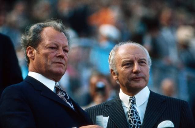 Olympische Sommer-Spiele München 1972 - Eröffnungsfeier Bundeskanzler Willy Brandt und Außenminister Walter Scheel bei der Eröffnungsfeier der Olympischen Spiele 1972 im Münchner Olympiastadion. München Bayern Deutschland Copyright: xUnitedxArchivesx xSvenxSimonxSportx SVS_95010000039