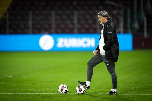 GENEVA SWITZERLAND, 20251114 Swiss national team, Nationalteam captain Murak Yakin as the Swiss men s national football team trains at the match arena, Stade de Geneve, ahead of the World Cup qualifying match against Sweden tomorrow. GENEVE SWITZERLAND x10050x