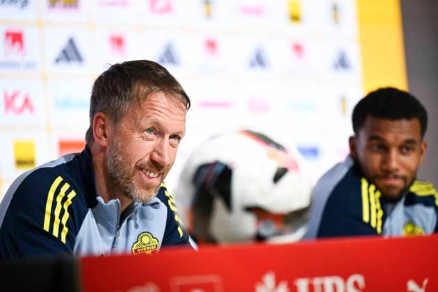GENEVA , SWITZERLAND 20251114 Swiss national team, Nationalteam captain Graham Potter during a press conference, PK, Pressekonferenz at the Stade de Geneve ahead of the World Cup qualifying match against Switzerland tomorrow evening. GENÃˆVE SWITZERLAND x10050x