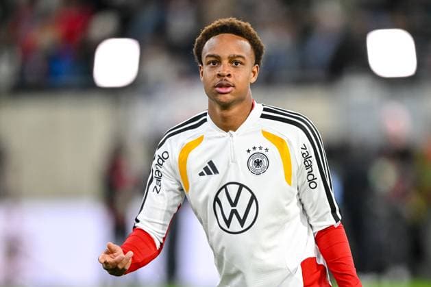 Assan Ouedraogo (Germany) Looks on during the FIFA World Cup, WM, Weltmeisterschaft, Fussball 2026 qualifier match between Luxembourg and Germany at Stade de Luxembourg on November 14, 2025 in Luxembourg, Luxembourg. (Photo by Harry Langer DeFodi Images)