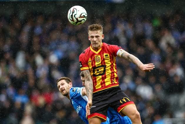 Mechelen s Fredrik Hammar pictured in action during a soccer match between KRC Genk and KV Mechelen, Sunday 23 November 2025 in Genk, a game of day 15 of the 2025-2026 Jupiler Pro League first division of the Belgian championship. BRUNOxFAHY  x143633138x