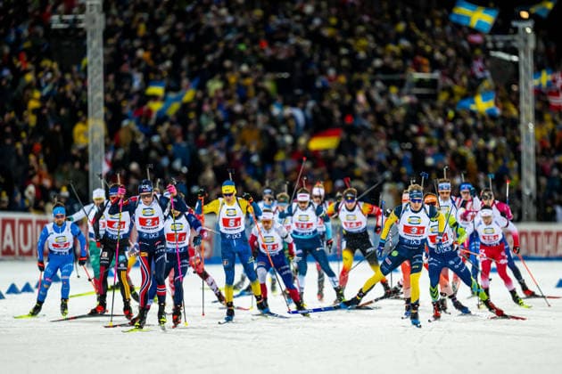 251129 Martin Uldal of Norway and Viktor Brandt of Sweden compete in Men s 4x7,5 km Relay during the IBU World Cup on November 29, 2025 in Östersund. Photo: Mathias Bergeld BILDBYRAN kod MB MB1250 skidskytte biathlon skiskyting världscupen ibu world cup stafett relay bbeng norge norway +se+ Copyright: MATHIASxBERGELD BB251129MB111