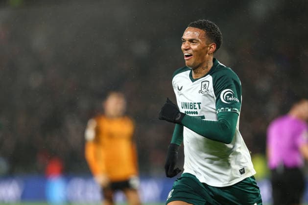 Hull City v Middlesbrough - Sky Bet Championship Morgan Whittaker of Middlesbrough celebrates scoring the third goal during the Sky Bet Championship match between Hull City and Middlesbrough at the MKM Stadium in Kingston upon Hull, England, on December 5, 2025. Kingston upon Hull East Yorkshire United Kingdom  Copyright: xMIxNewsx originalFilename:fletcher-hullcity251205_np99U