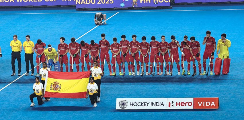 FIH Junior Hockey World Cup 2025 FIH Hockey Men s Junior World Cup Tamil Nadu 2025 10th Dec 2025 Germany, Spain and India finish first, second and third respectively at the FIH Final Cup ceremony. Chennai Mayor Radhakrishnan Stadium India Copyright: xSeshadrixSukumarx